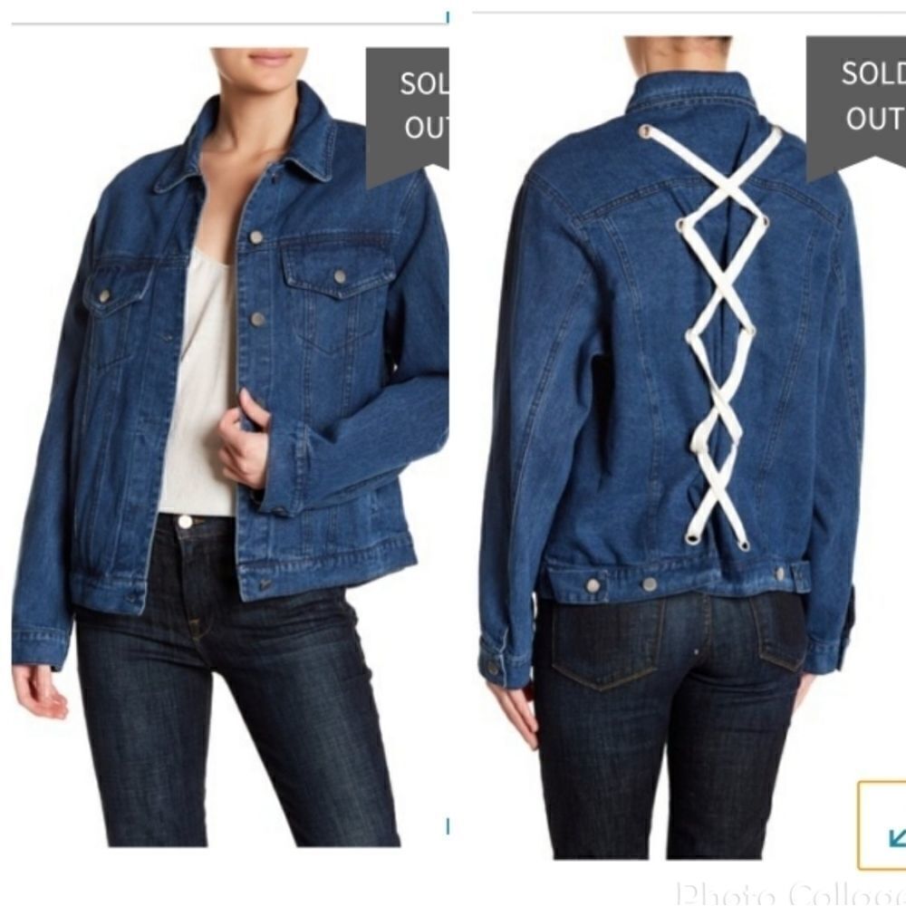 Lush back lace up denim jacket
